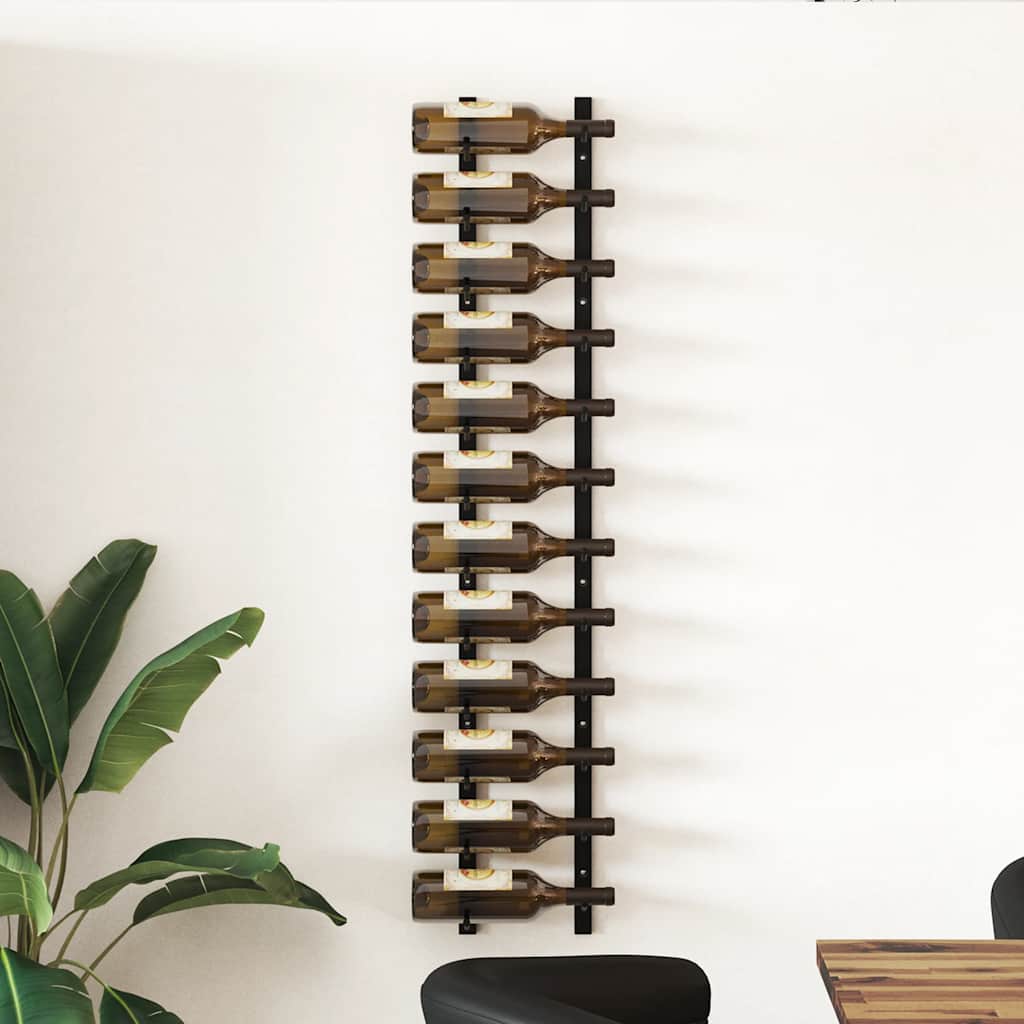 Wijnrek wandmontage voor 12 flessen ijzer zwart is nu te koop bij PeponiXL, paradijselijk wonen!