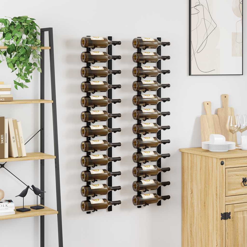 Wijnrekken wandmontage voor 12 flessen 2 st ijzer zwart is nu te koop bij PeponiXL, paradijselijk wonen!