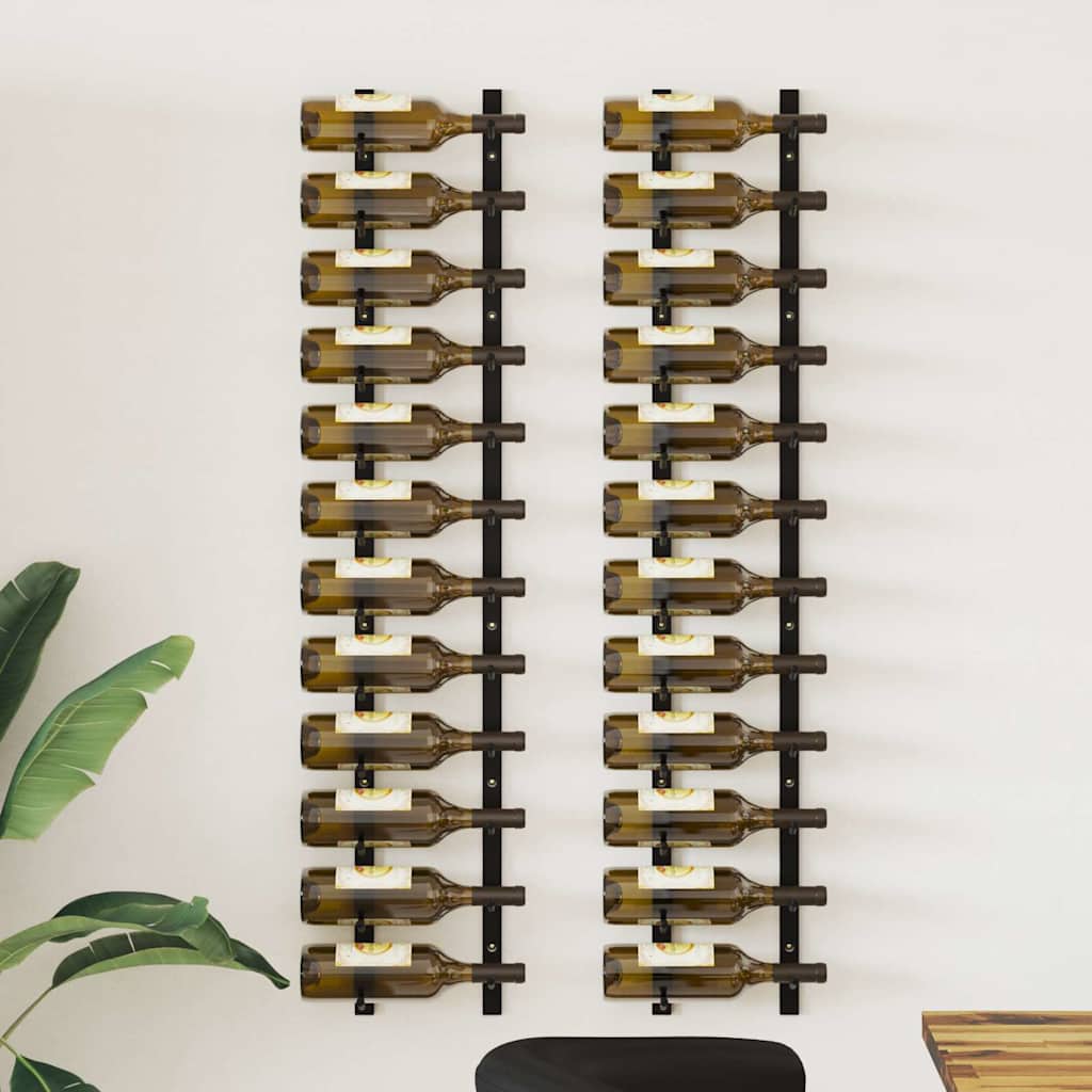Wijnrekken wandmontage voor 12 flessen 2 st ijzer zwart is nu te koop bij PeponiXL, paradijselijk wonen!
