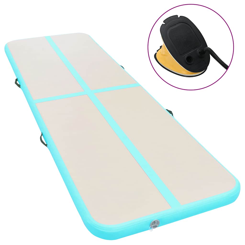 Gymnastiekmat met pomp opblaasbaar 500x100x10 cm PVC groen is nu te koop bij PeponiXL, paradijselijk wonen!