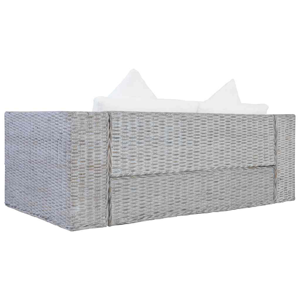 Tweezitsbank met kussens natuurlijk rattan is nu te koop bij PeponiXL, paradijselijk wonen!