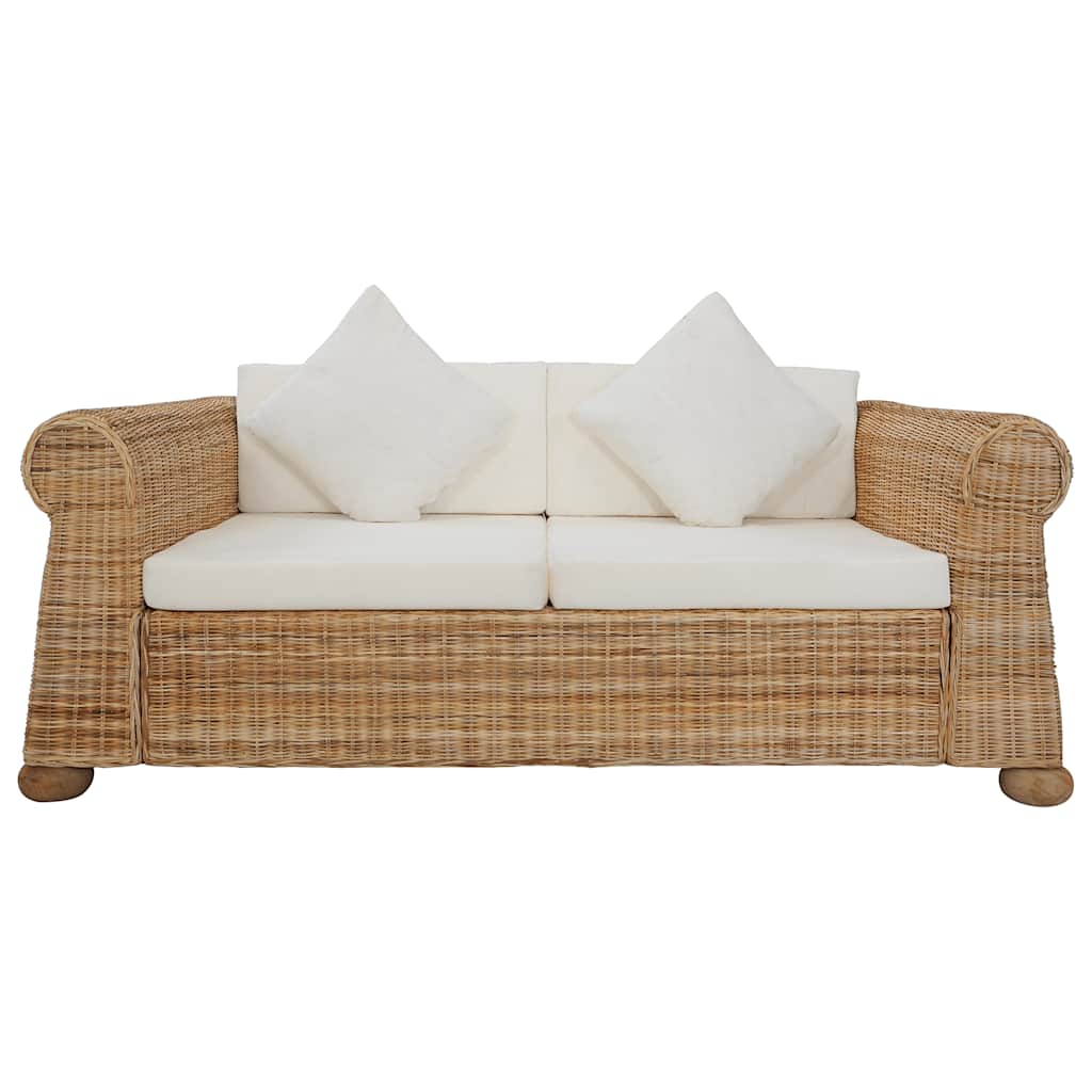 Tweezitsbank met kussens natuurlijk rattan is nu te koop bij PeponiXL, paradijselijk wonen!