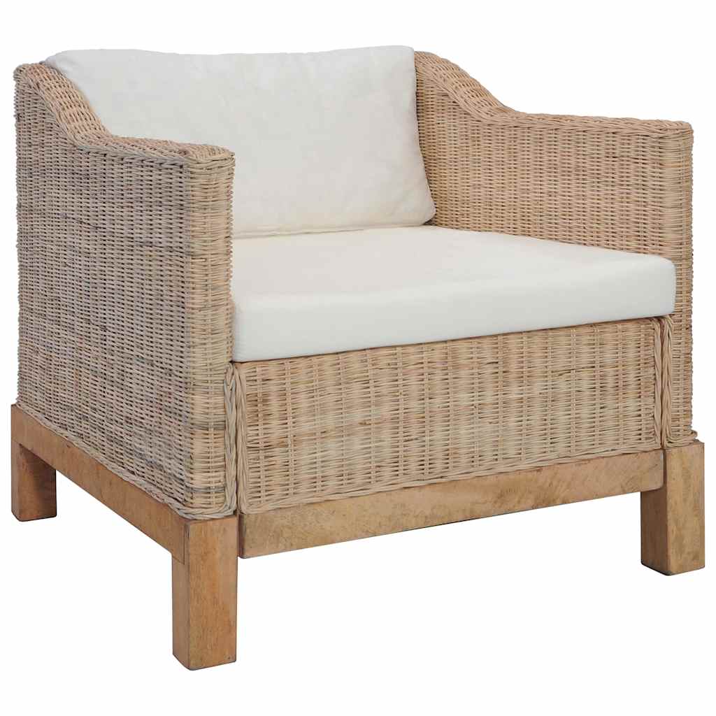 Fauteuil met kussens natuurlijk rattan is nu te koop bij PeponiXL, paradijselijk wonen!
