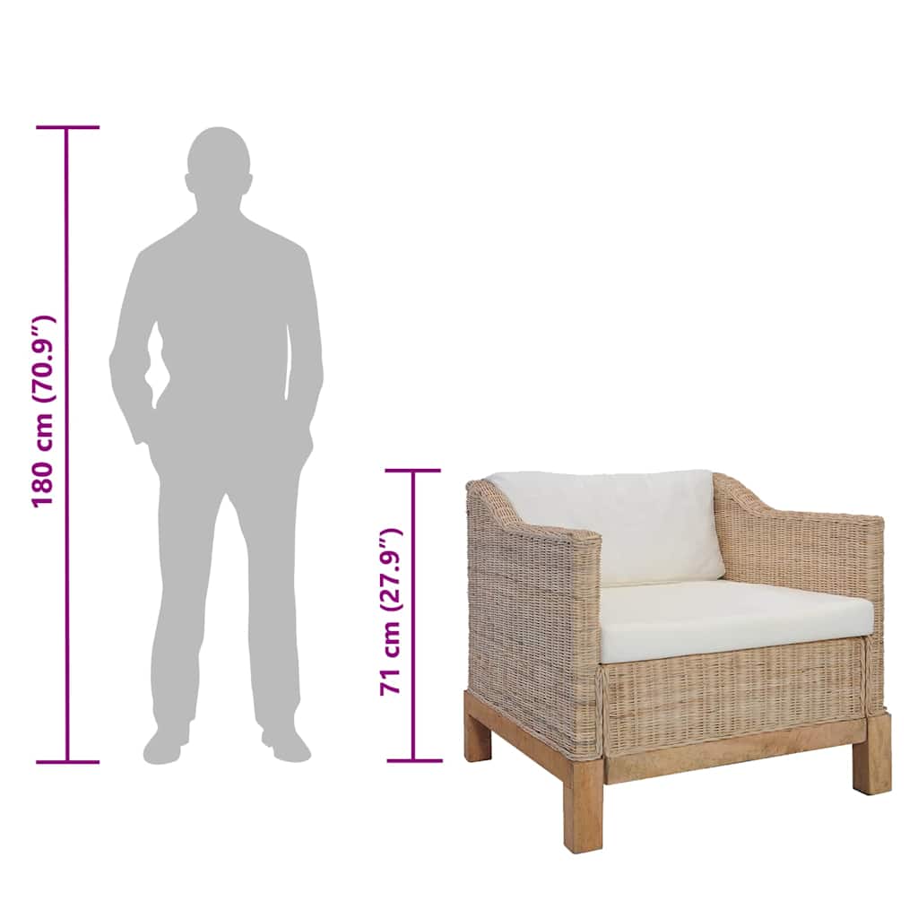 Fauteuil met kussens natuurlijk rattan is nu te koop bij PeponiXL, paradijselijk wonen!