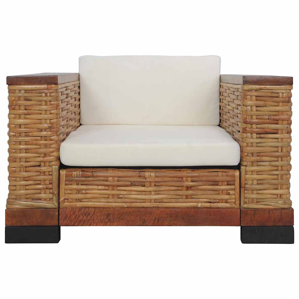 Fauteuil met kussens natuurlijk rattan bruin is nu te koop bij PeponiXL, paradijselijk wonen!