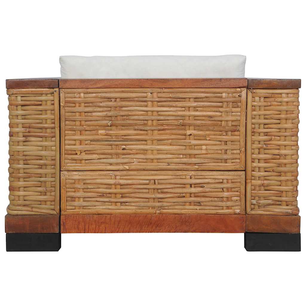 Fauteuil met kussens natuurlijk rattan bruin is nu te koop bij PeponiXL, paradijselijk wonen!