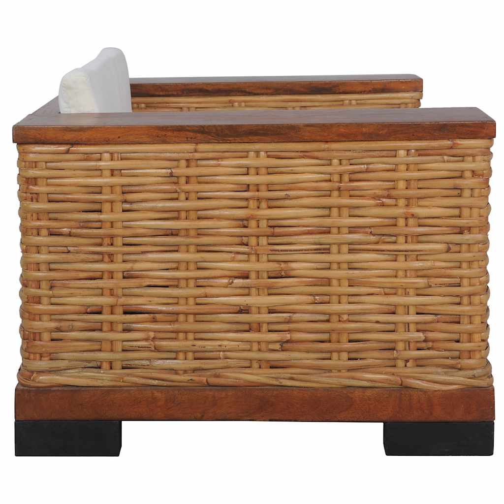 Fauteuil met kussens natuurlijk rattan bruin is nu te koop bij PeponiXL, paradijselijk wonen!