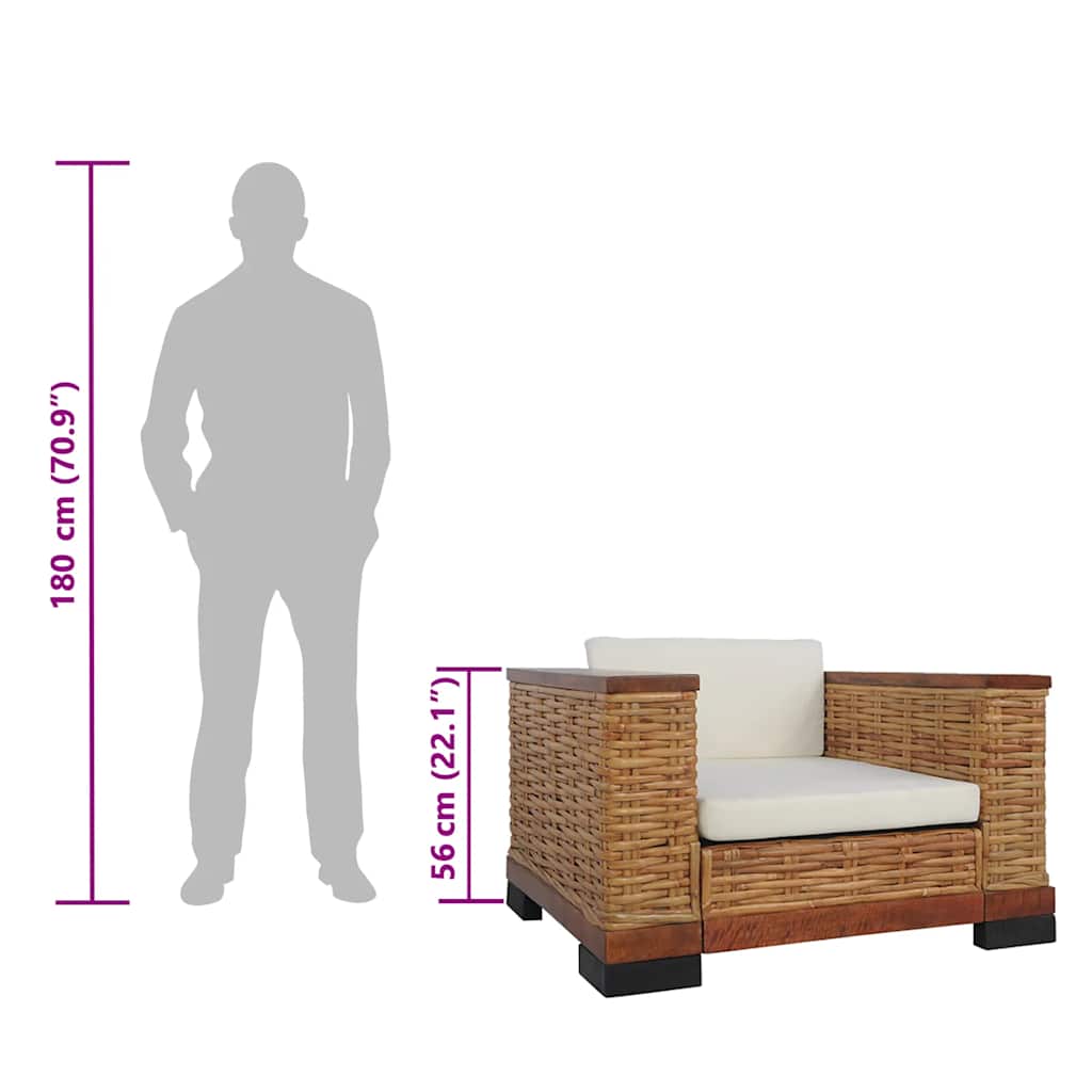 Fauteuil met kussens natuurlijk rattan bruin is nu te koop bij PeponiXL, paradijselijk wonen!