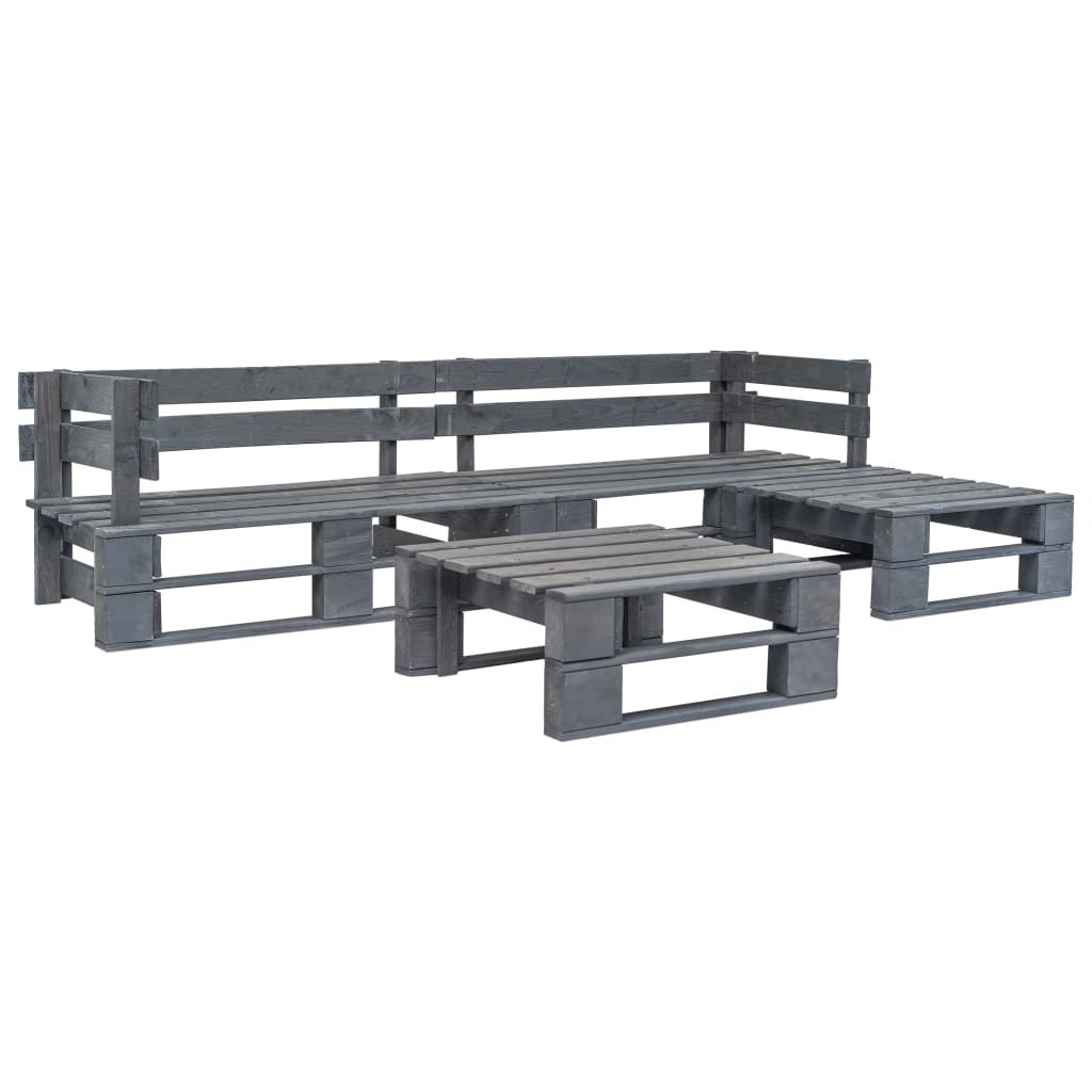 4-delige Loungeset pallet hout grijs is nu te koop bij PeponiXL, paradijselijk wonen!