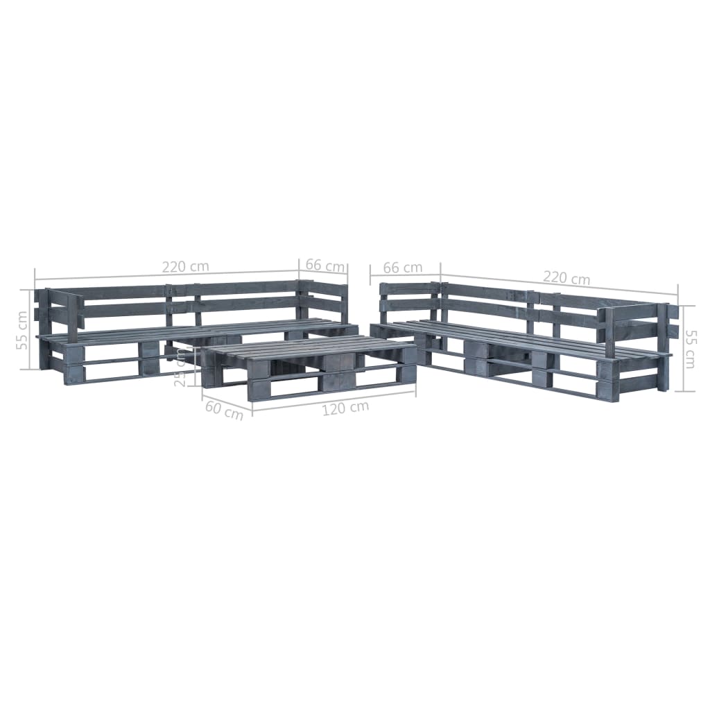 6-delige Loungeset pallet hout grijs is nu te koop bij PeponiXL, paradijselijk wonen!