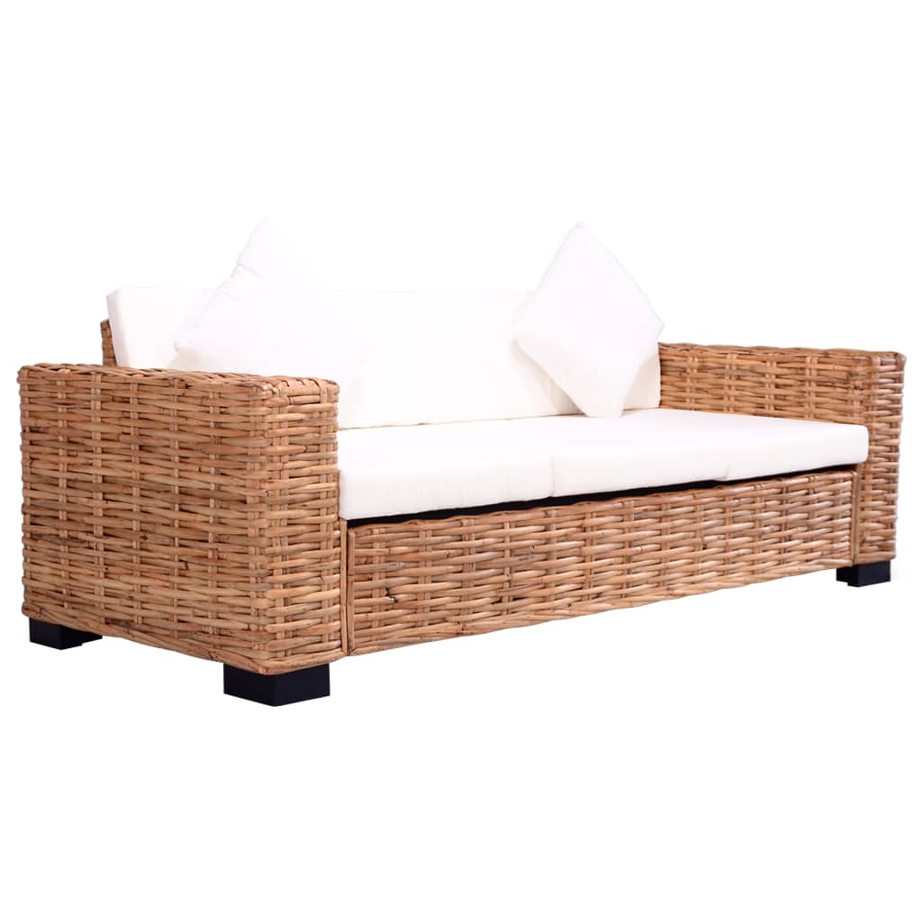 2-delig Tuinbankstel met kussens natuurlijk rattan is nu te koop bij PeponiXL, paradijselijk wonen!