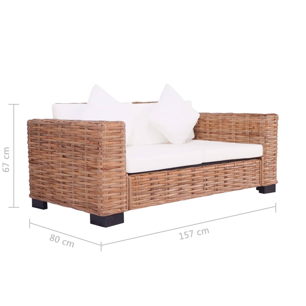 Tuinbank 2-zits natuurlijk rattan is nu te koop bij PeponiXL, paradijselijk wonen!