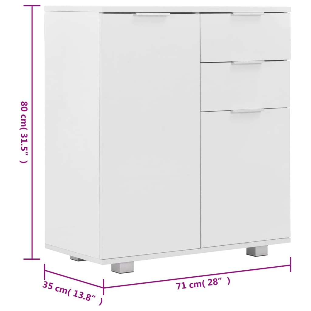 Dressoir 71x35x80 cm spaanplaat hoogglans wit is nu te koop bij PeponiXL, paradijselijk wonen!