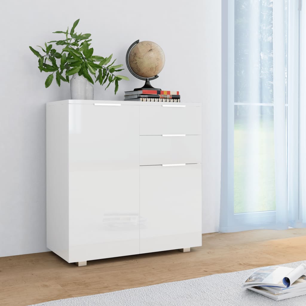 Dressoir 71x35x80 cm spaanplaat hoogglans wit is nu te koop bij PeponiXL, paradijselijk wonen!