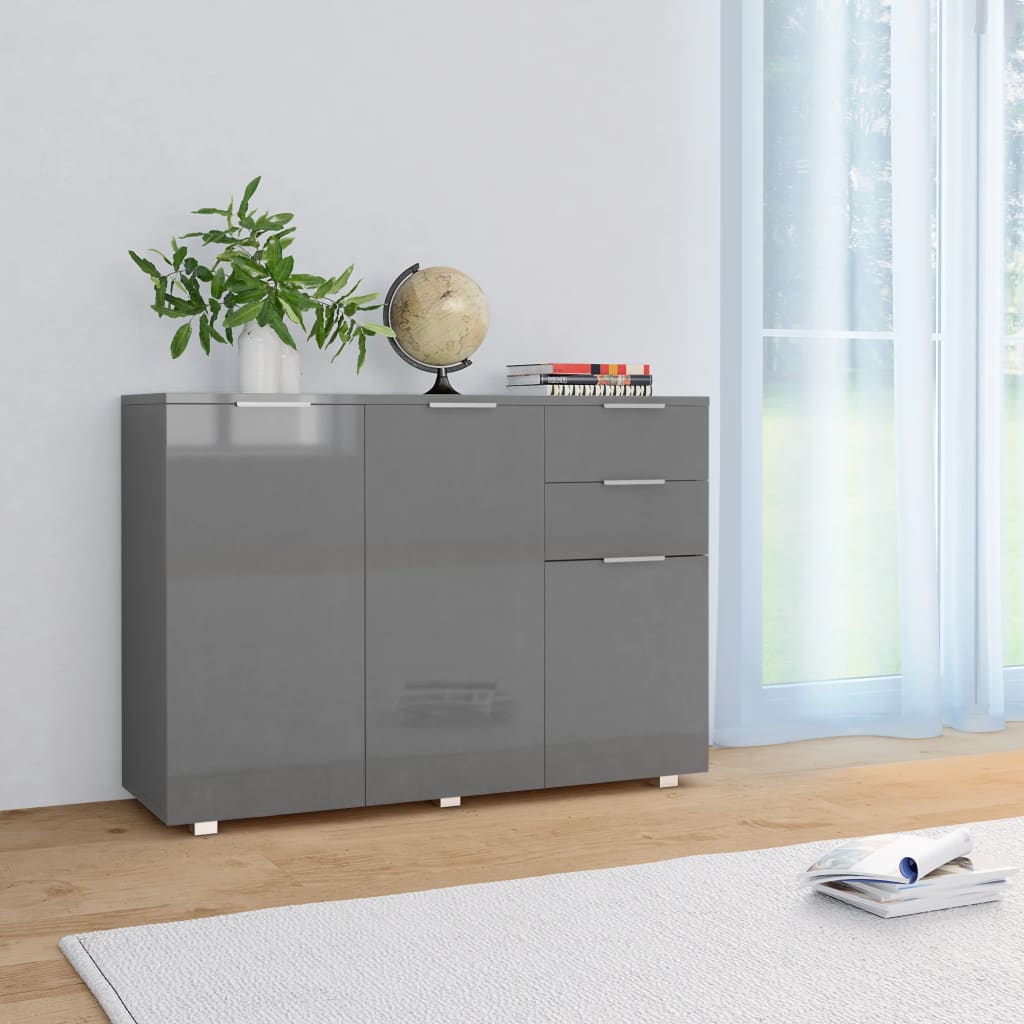 Dressoir 107x35x80,5 cm hoogglans grijs is nu te koop bij PeponiXL, paradijselijk wonen!