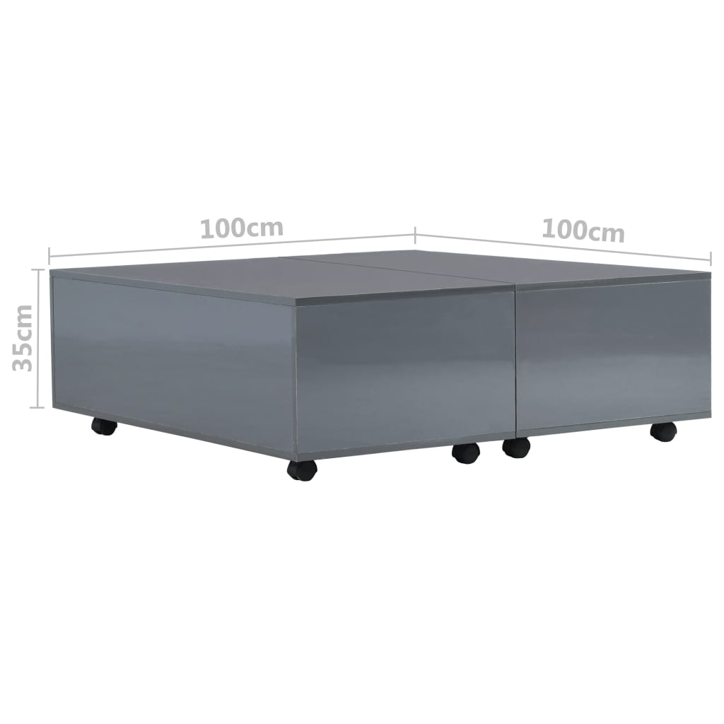 Salontafel 100x100x35 cm hoogglans grijs is nu te koop bij PeponiXL, paradijselijk wonen!