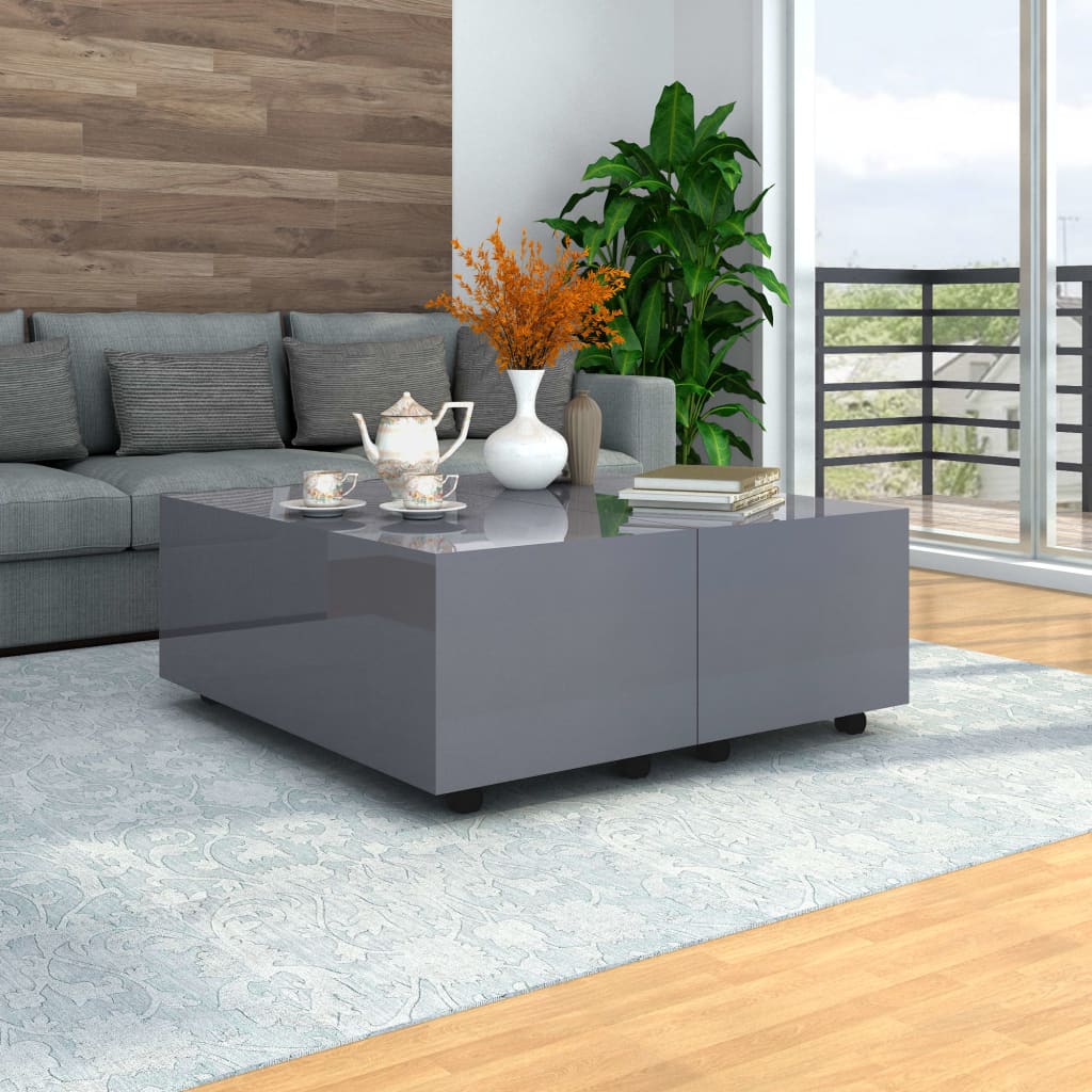 Salontafel 100x100x35 cm hoogglans grijs is nu te koop bij PeponiXL, paradijselijk wonen!