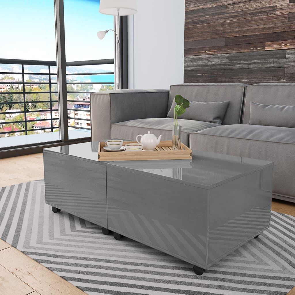 Salontafel 120x60x35 cm hoogglans grijs is nu te koop bij PeponiXL, paradijselijk wonen!