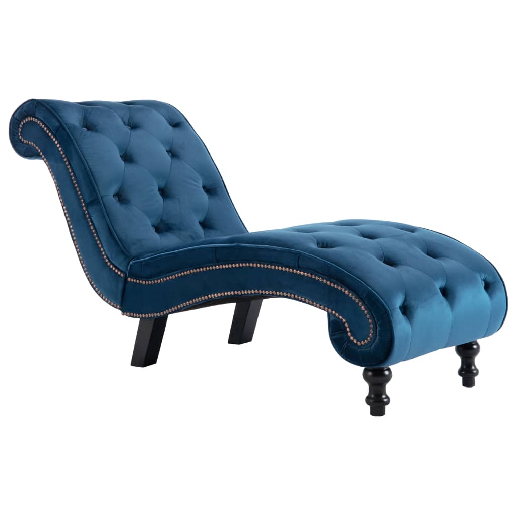 Chaise longue fluweel blauw is nu te koop bij PeponiXL, paradijselijk wonen!