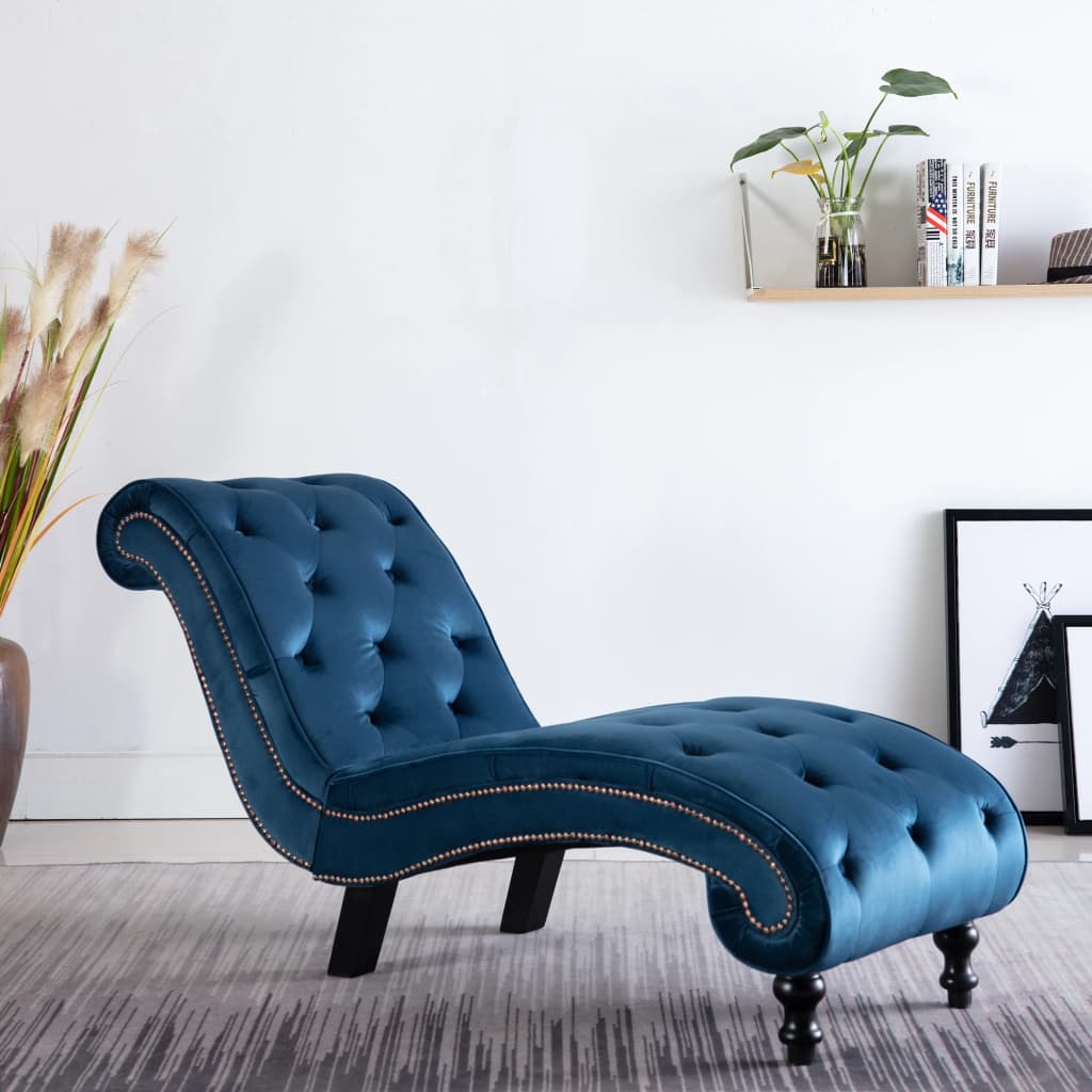Chaise longue fluweel blauw is nu te koop bij PeponiXL, paradijselijk wonen!