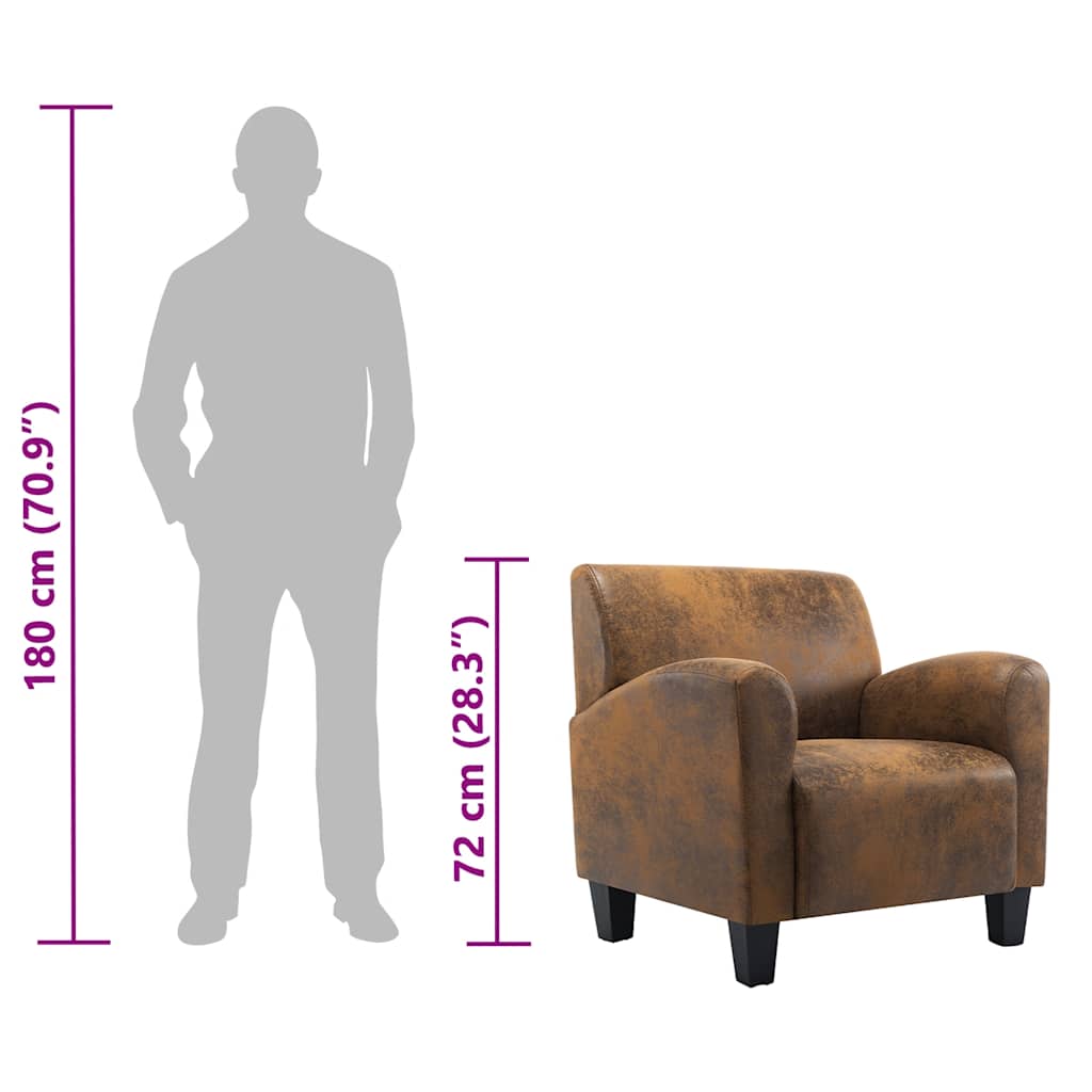 Fauteuil Bruin 70x69x72 cm Kunstsuède is nu te koop bij PeponiXL, paradijselijk wonen!