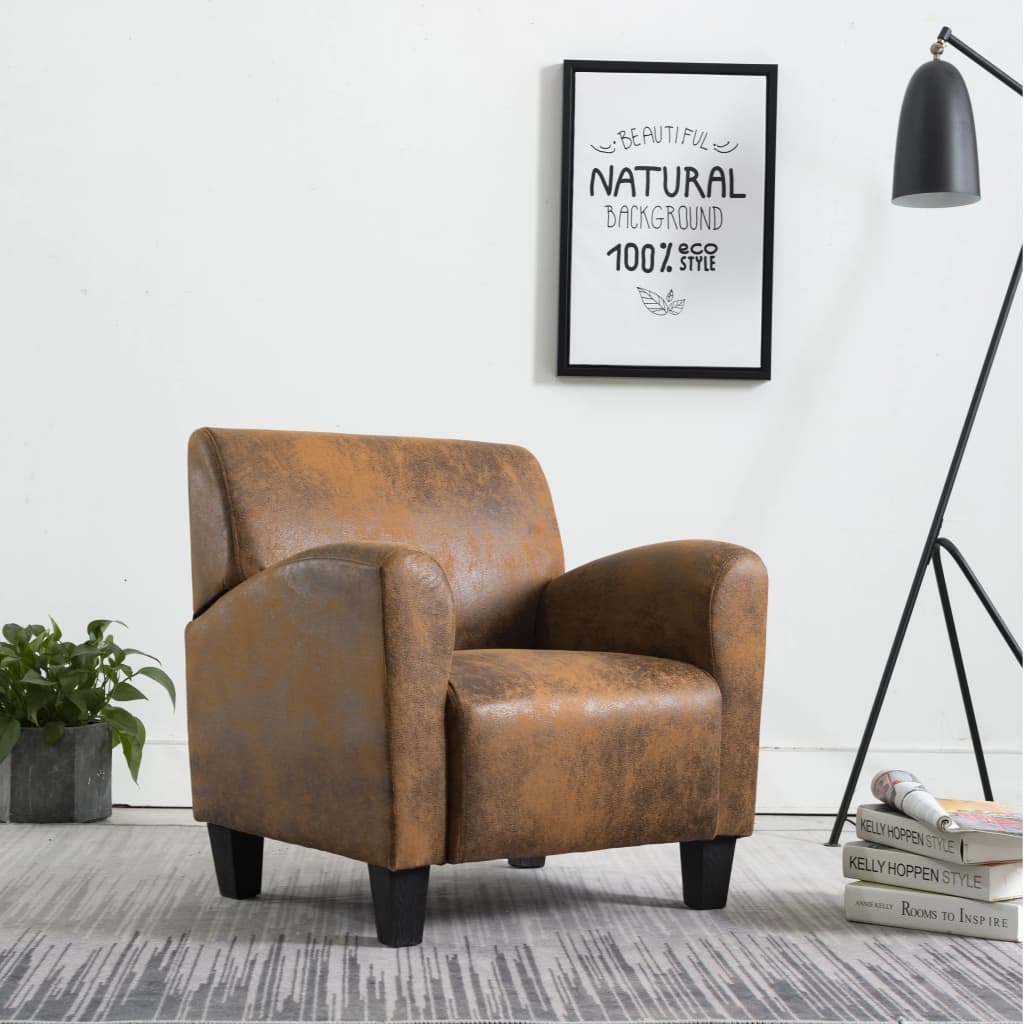 Fauteuil Bruin 70x69x72 cm Kunstsuède is nu te koop bij PeponiXL, paradijselijk wonen!