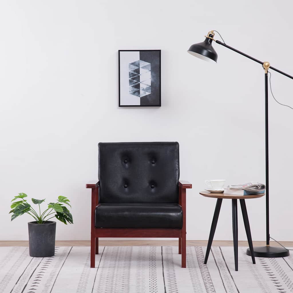Fauteuil kunstleer zwart is nu te koop bij PeponiXL, paradijselijk wonen!