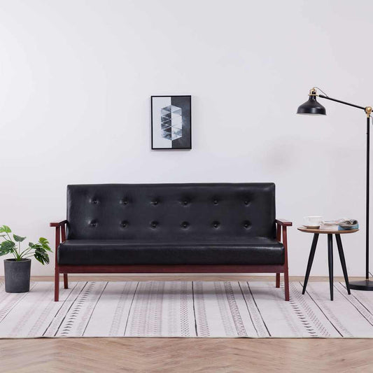 Driezitsbank kunstleer zwart is nu te koop bij PeponiXL, paradijselijk wonen!