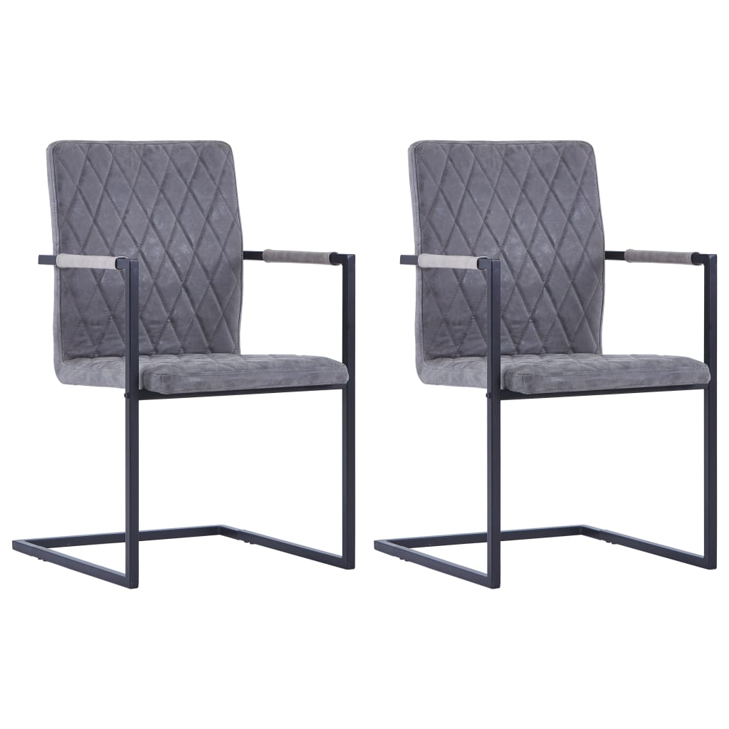 Eetkamerstoelen 2 st kunstleer donkergrijs is nu te koop bij PeponiXL, paradijselijk wonen!