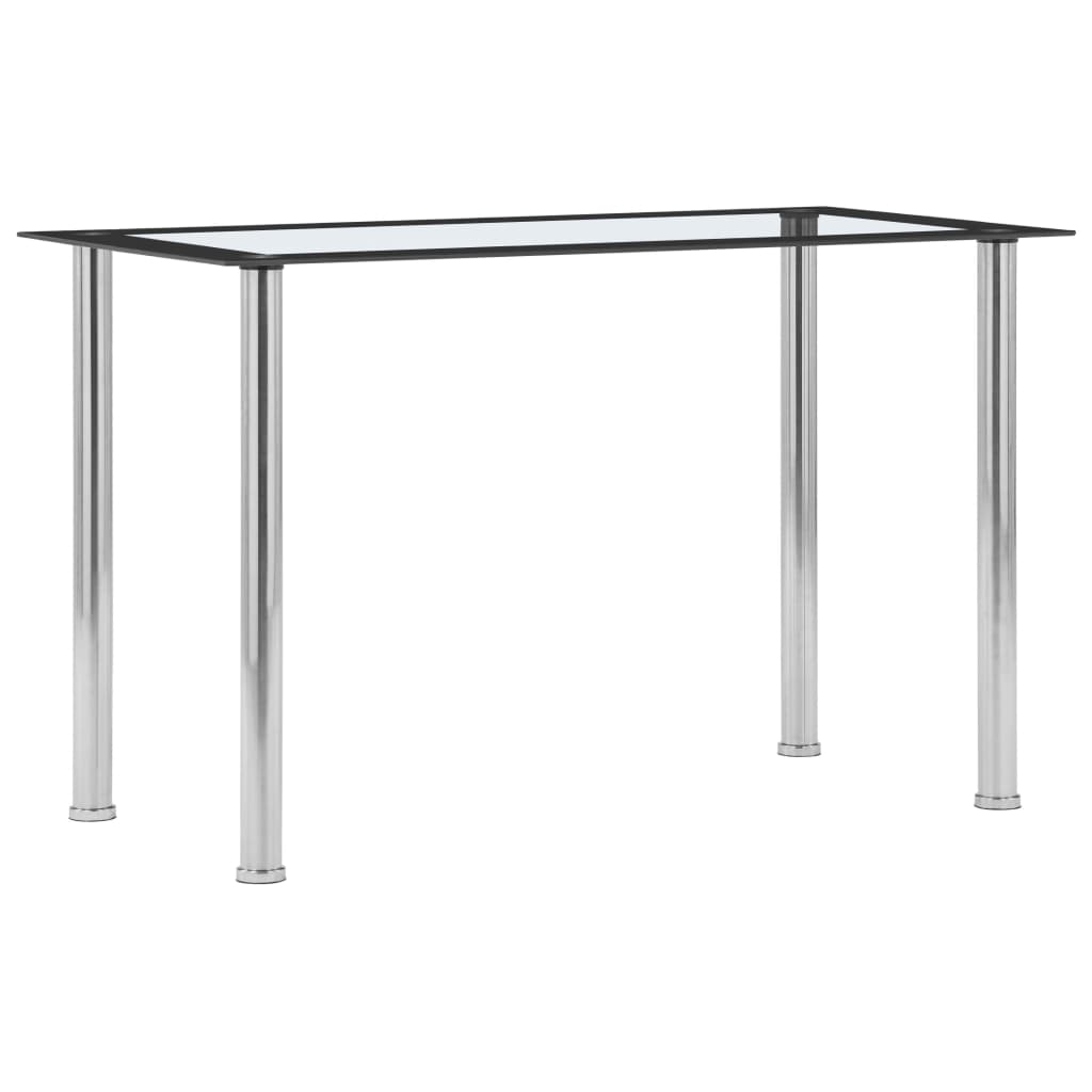 Eettafel 120x60x75 cm gehard glas zwart en transparant is nu te koop bij PeponiXL, paradijselijk wonen!