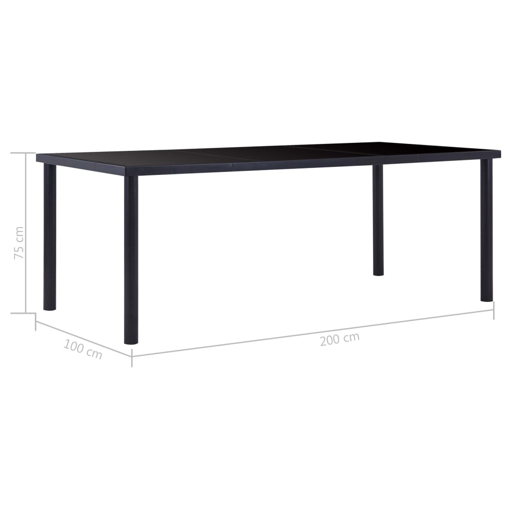 Eettafel 200x100x75 cm gehard glas zwart is nu te koop bij PeponiXL, paradijselijk wonen!