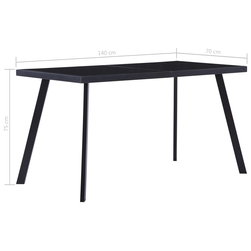 Eettafel 140x70x75 cm gehard glas zwart is nu te koop bij PeponiXL, paradijselijk wonen!