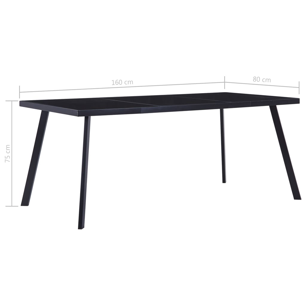 Eettafel 160x80x75 cm gehard glas zwart is nu te koop bij PeponiXL, paradijselijk wonen!