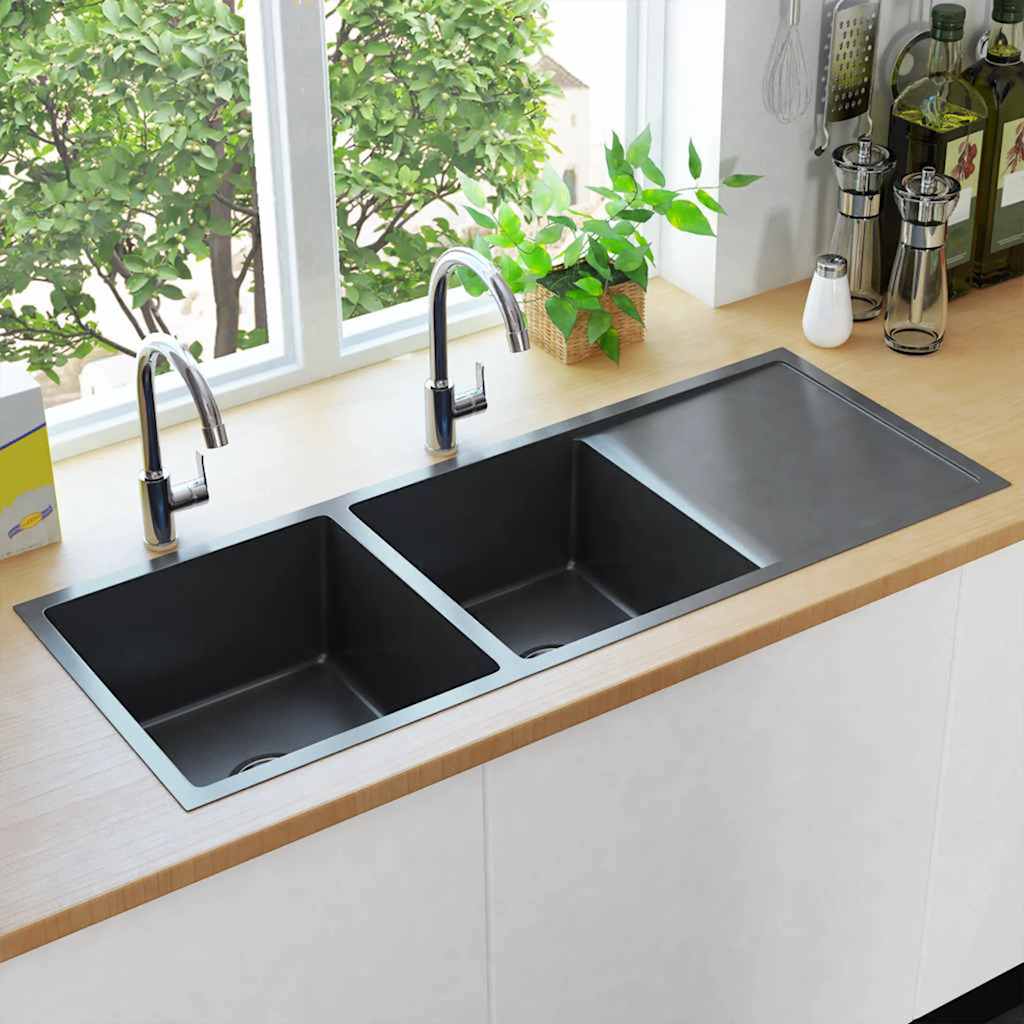Gootsteen handgemaakt roestvrij staal zwart is nu te koop bij PeponiXL, paradijselijk wonen!