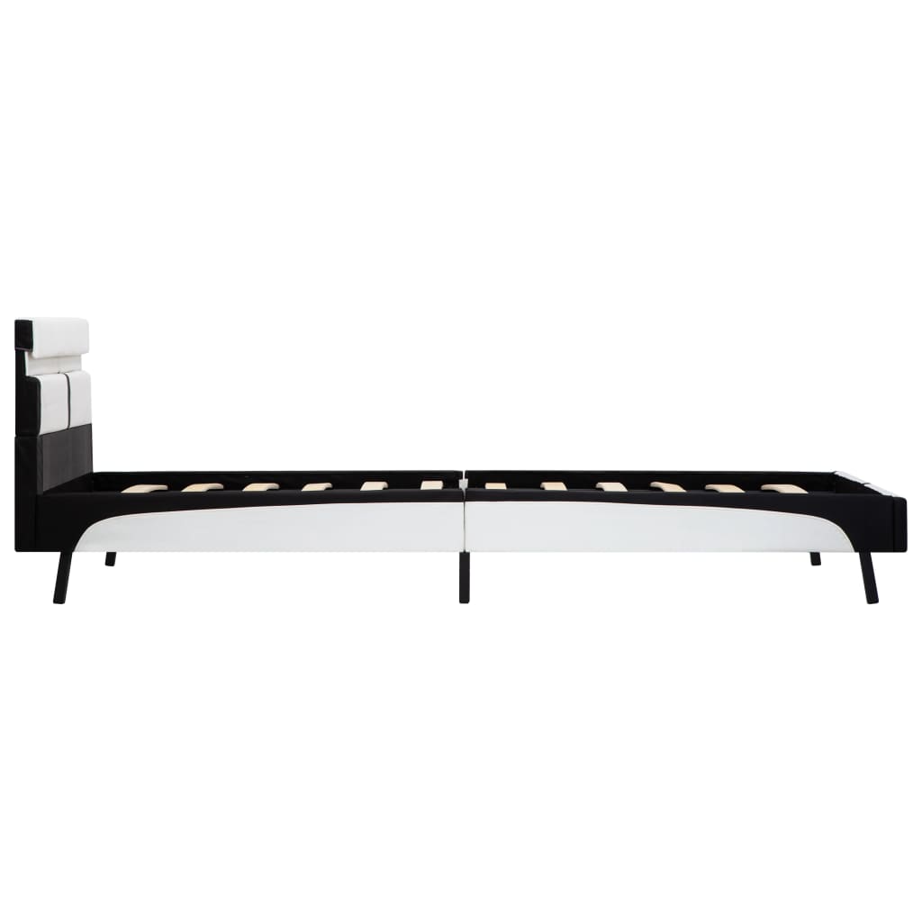 Bedframe met LED kunstleer wit en zwart 90x200 cm is nu te koop bij PeponiXL, paradijselijk wonen!