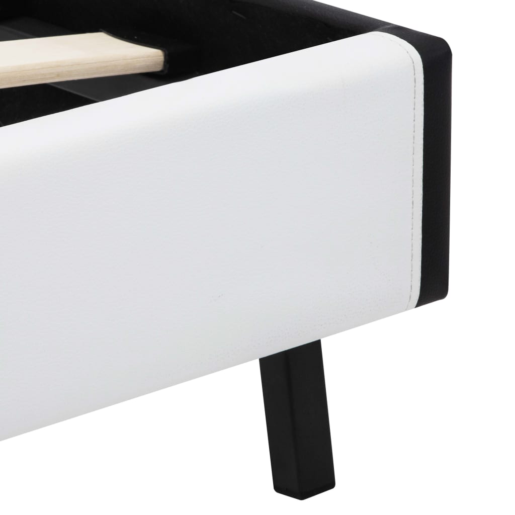 Bedframe met LED kunstleer wit en zwart 90x200 cm is nu te koop bij PeponiXL, paradijselijk wonen!