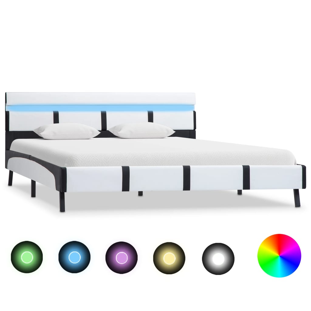 Bedframe met LED kunstleer wit 120x200 cm is nu te koop bij PeponiXL, paradijselijk wonen!