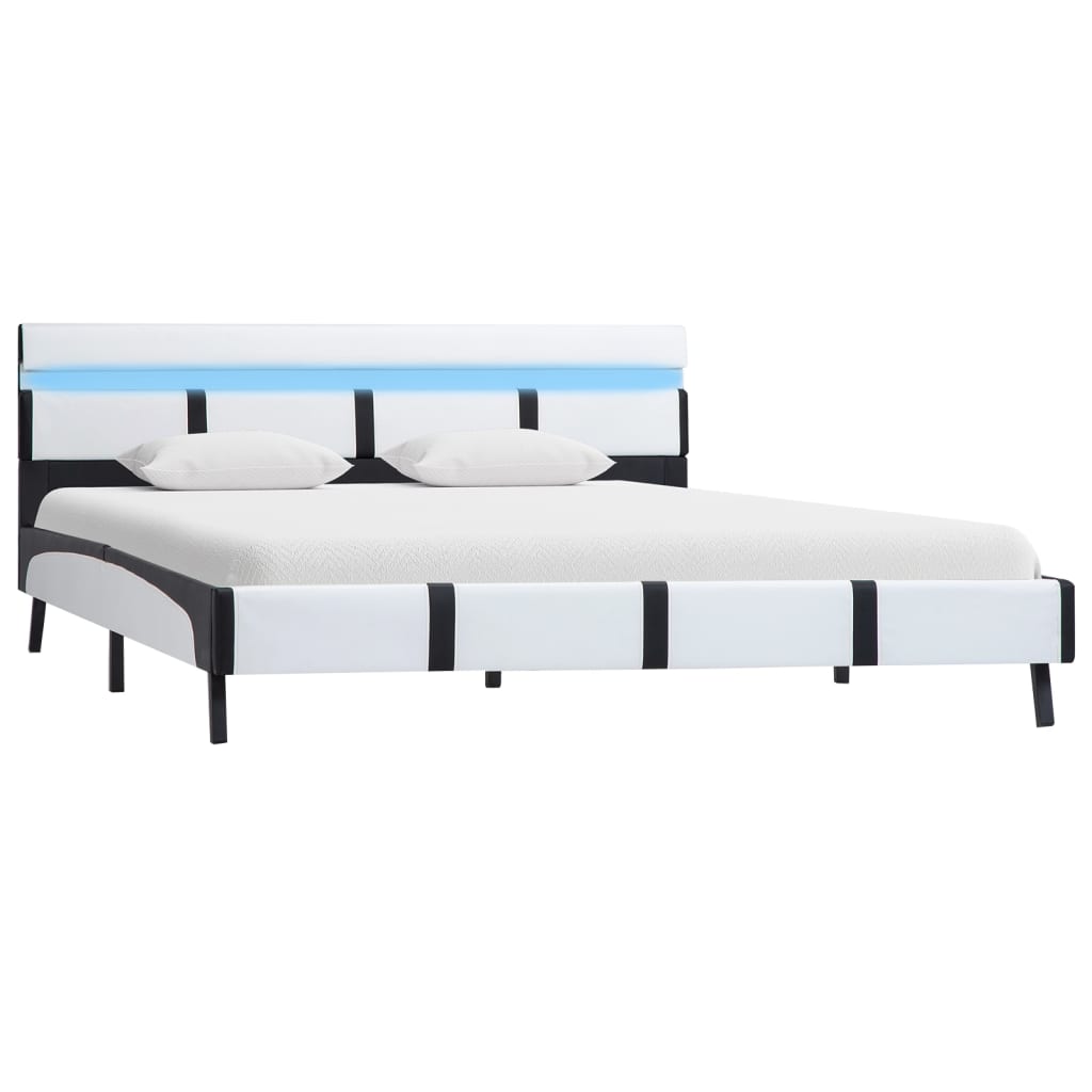 Bedframe met LED kunstleer wit 140x200 cm is nu te koop bij PeponiXL, paradijselijk wonen!
