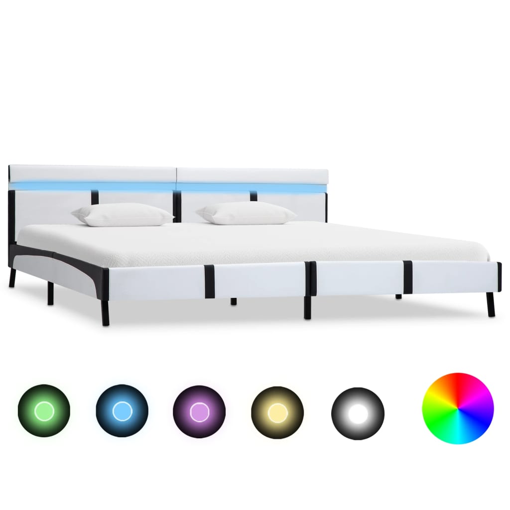 Bedframe met LED kunstleer wit 180x200 cm is nu te koop bij PeponiXL, paradijselijk wonen!