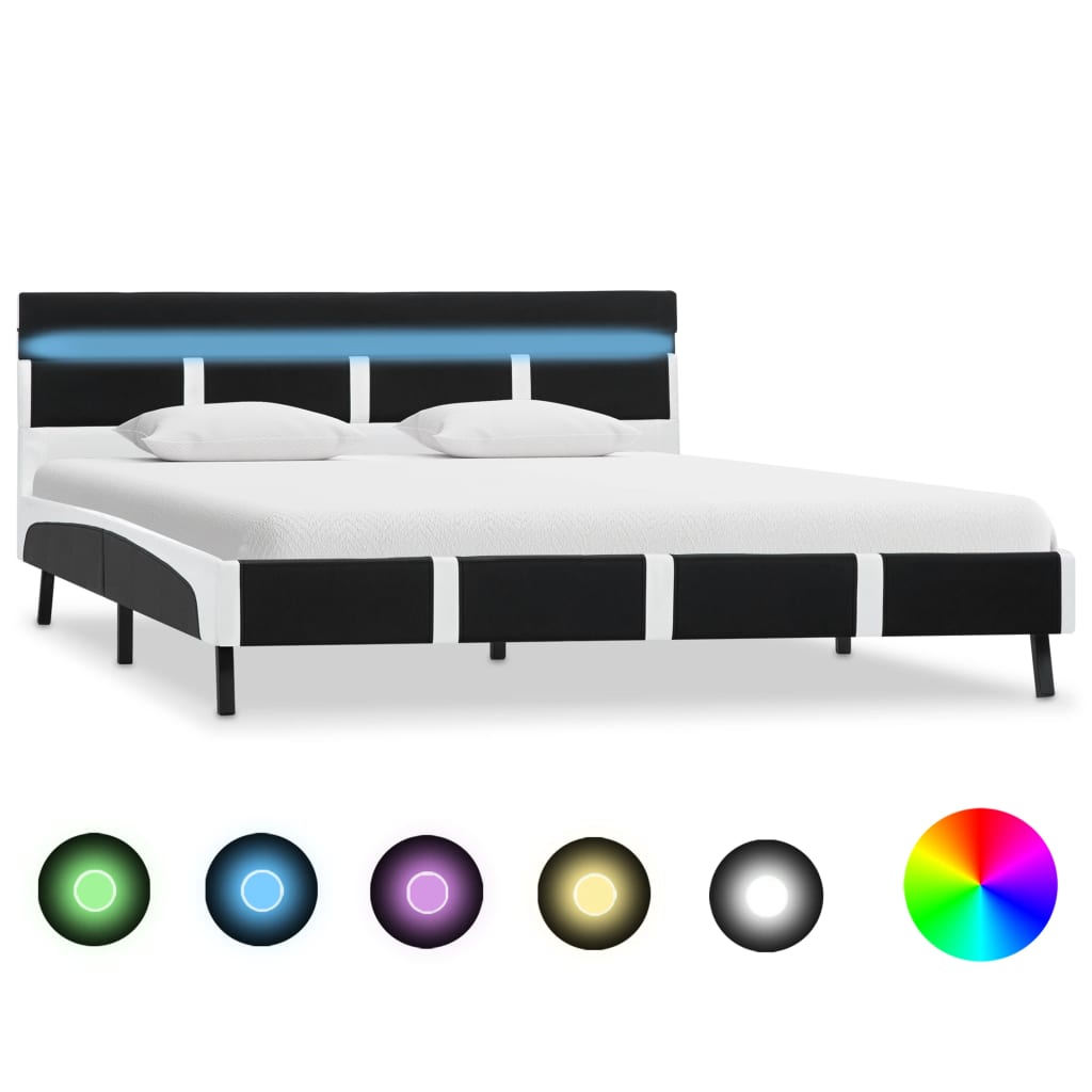 Bedframe met LED kunstleer zwart 120x200 cm is nu te koop bij PeponiXL, paradijselijk wonen!
