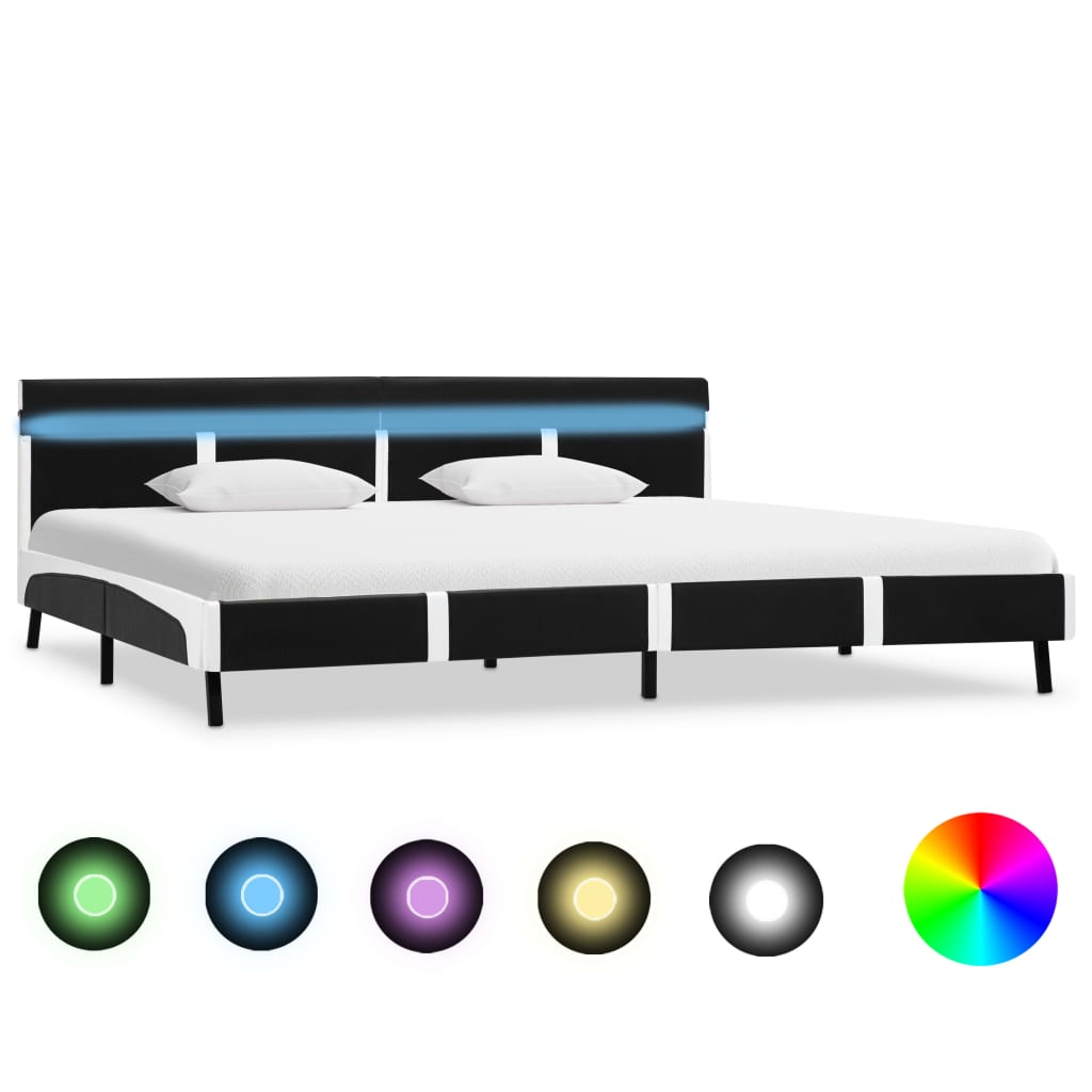 Bedframe met LED kunstleer zwart 180x200 cm is nu te koop bij PeponiXL, paradijselijk wonen!