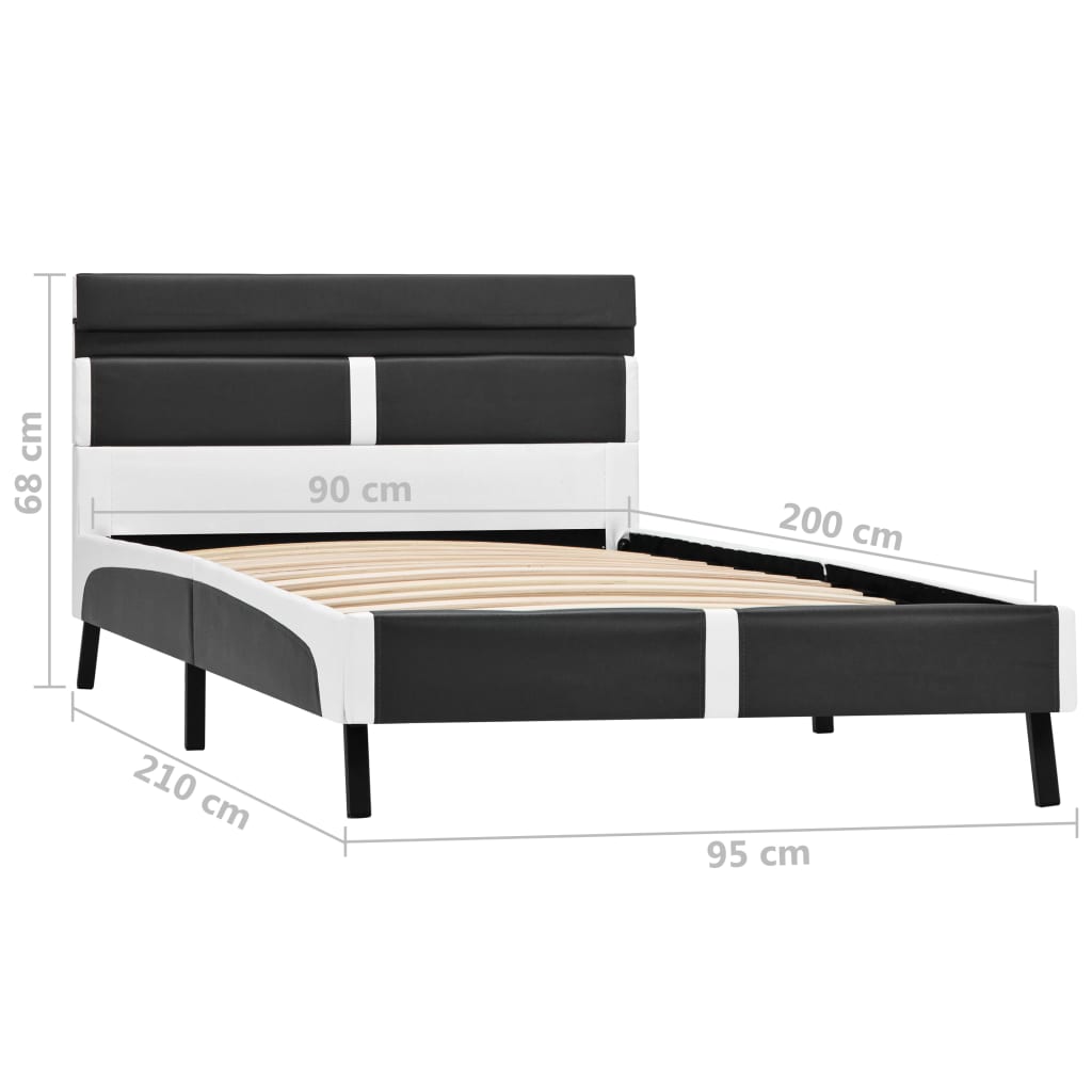 Bedframe met LED kunstleer grijs 90x200 cm is nu te koop bij PeponiXL, paradijselijk wonen!