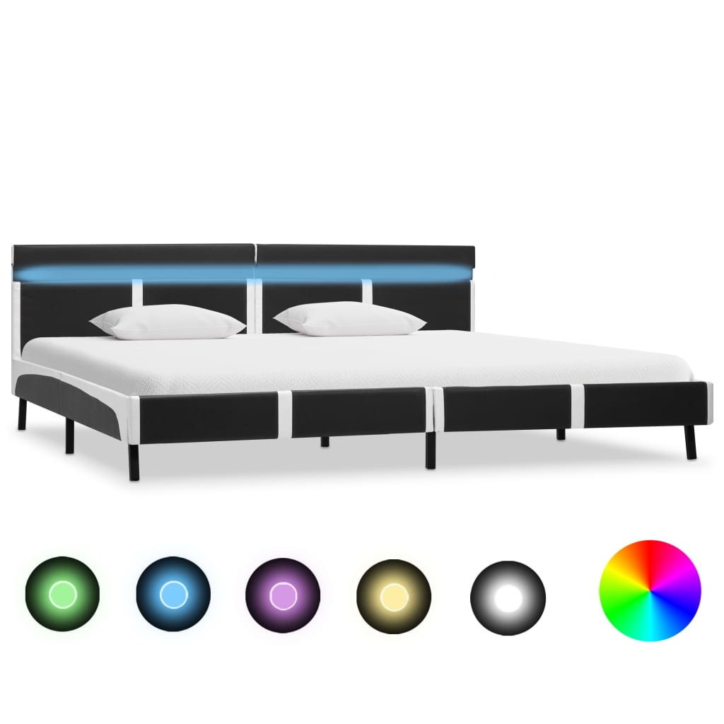 Bedframe met LED kunstleer grijs 180x200 cm is nu te koop bij PeponiXL, paradijselijk wonen!