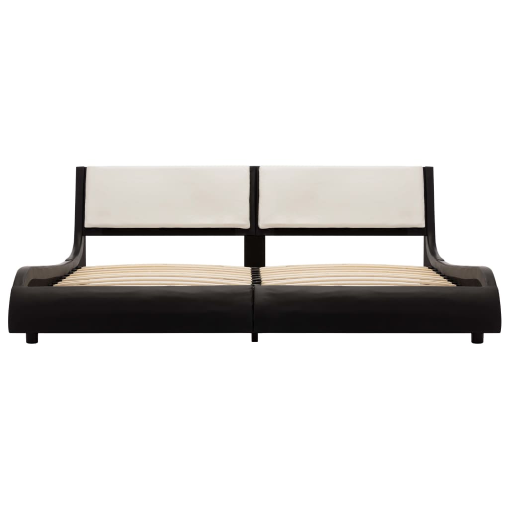 Bedframe met LED kunstleer zwart en wit 180x200 cm is nu te koop bij PeponiXL, paradijselijk wonen!