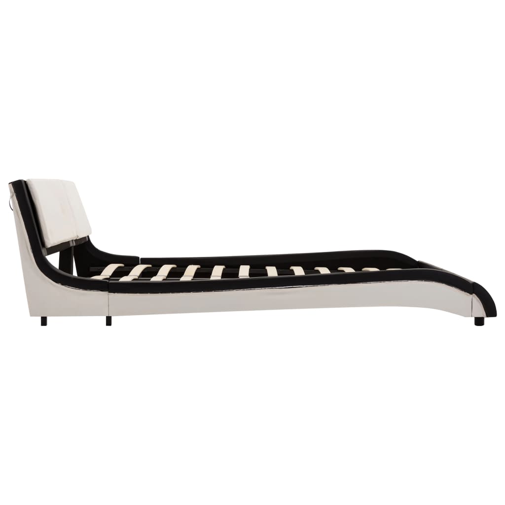 Bedframe met LED kunstleer zwart en wit 180x200 cm is nu te koop bij PeponiXL, paradijselijk wonen!