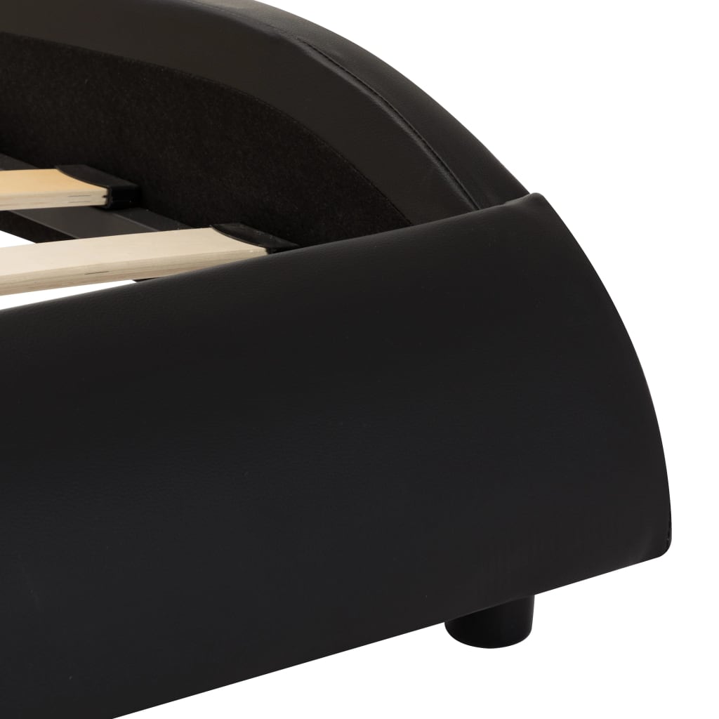 Bedframe met LED kunstleer zwart en wit 180x200 cm is nu te koop bij PeponiXL, paradijselijk wonen!