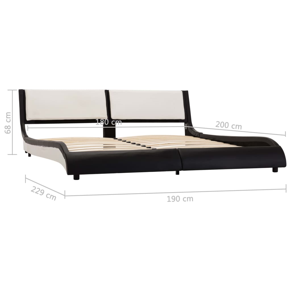 Bedframe met LED kunstleer zwart en wit 180x200 cm is nu te koop bij PeponiXL, paradijselijk wonen!