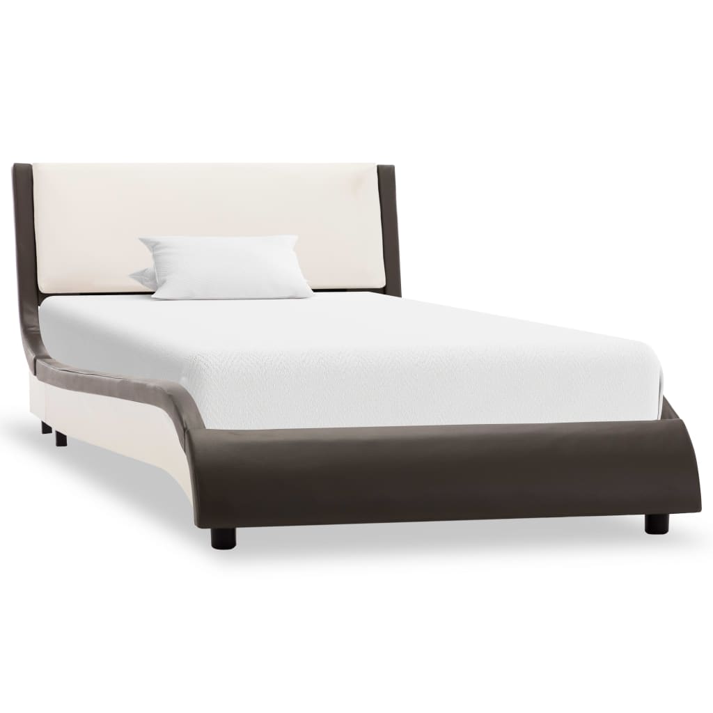 Bedframe met LED kunstleer grijs en wit 90x200 cm is nu te koop bij PeponiXL, paradijselijk wonen!