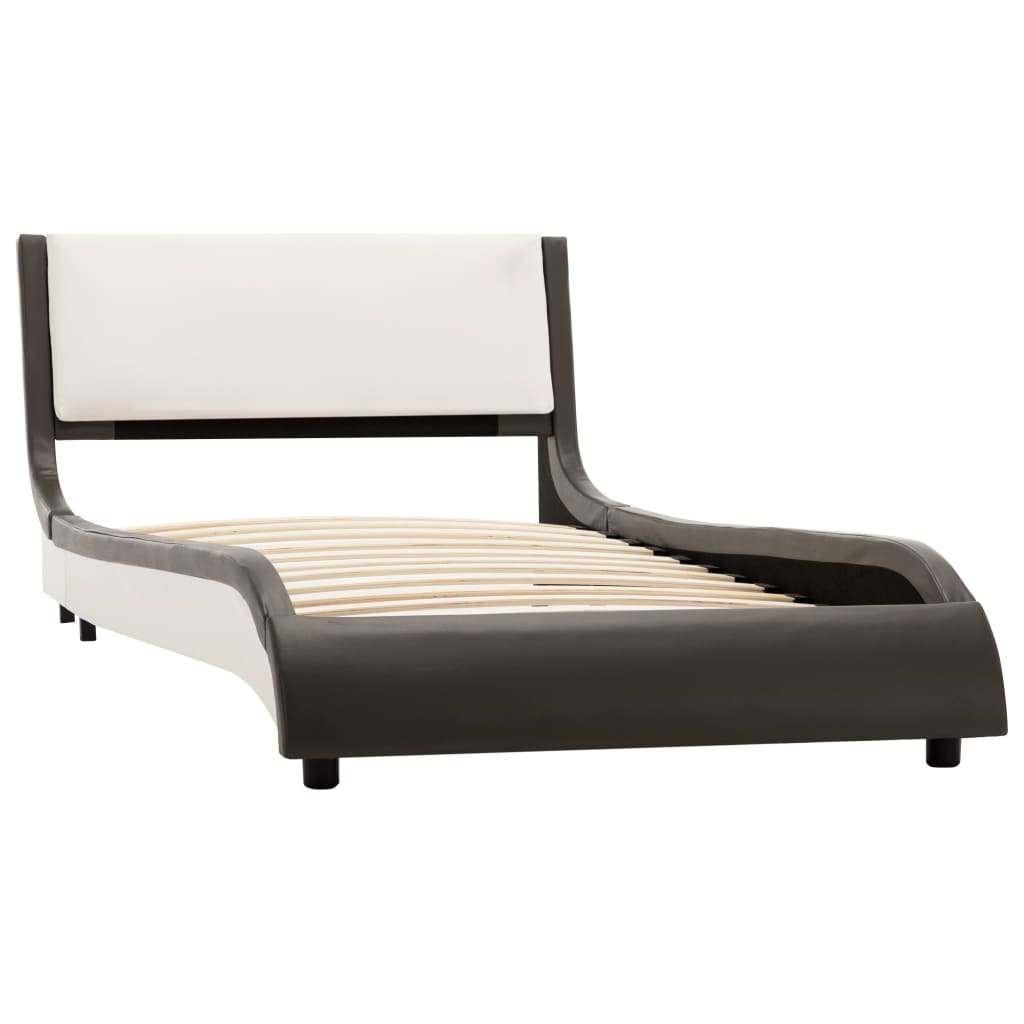 Bedframe met LED kunstleer grijs en wit 90x200 cm is nu te koop bij PeponiXL, paradijselijk wonen!