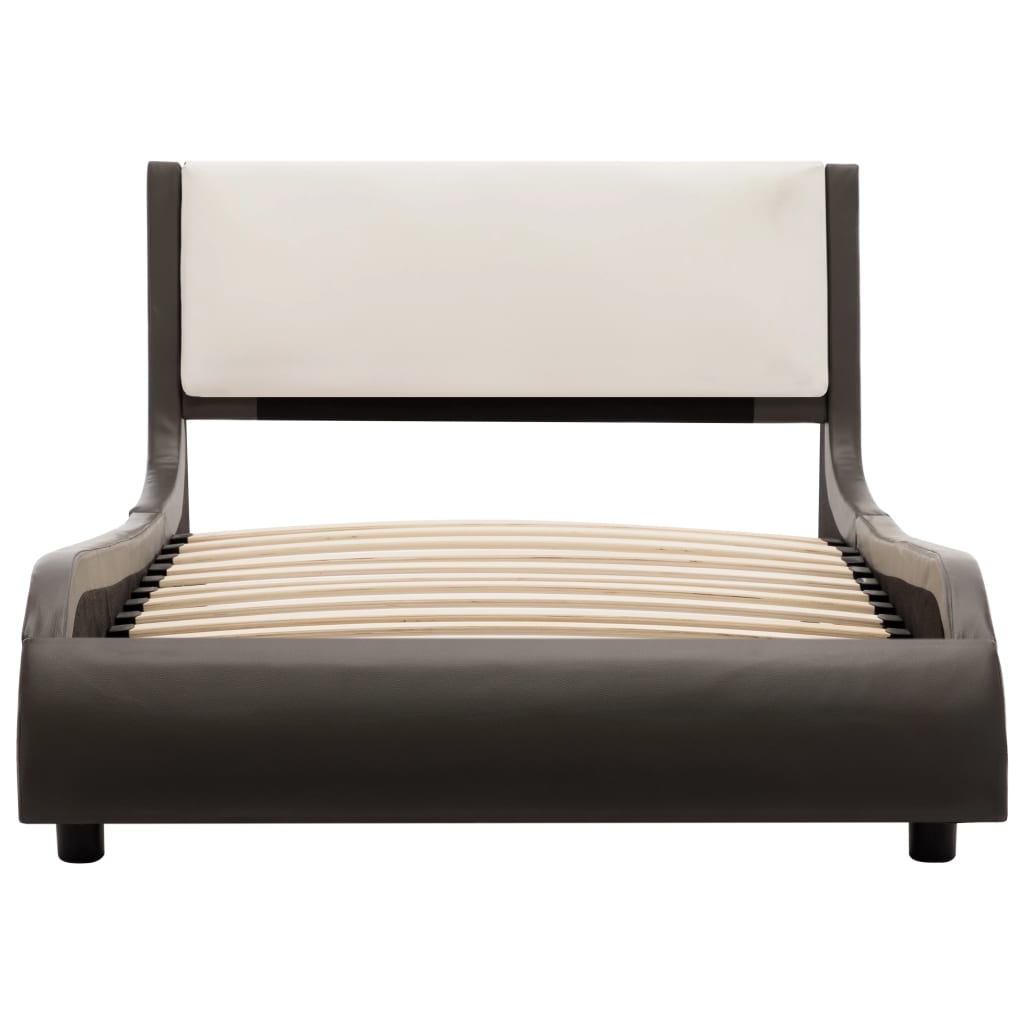 Bedframe met LED kunstleer grijs en wit 90x200 cm is nu te koop bij PeponiXL, paradijselijk wonen!